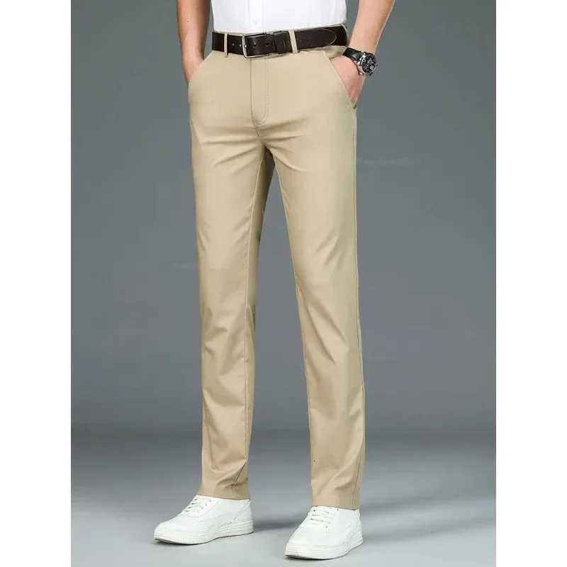Summer New Mens Bamboo Fiber Slim Business Casual Pants Fashion Classic Breathable Designer Formal Long Trousers Mens Clothing W250819