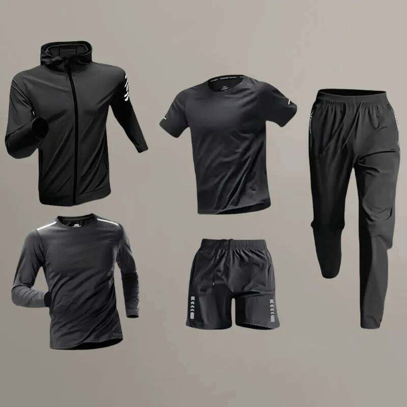 Quick Dry Running Sets Men's Compression Sports Suit Gym Fiess Sportswear Basketball Tights Outdoor Jogging Training Underwear