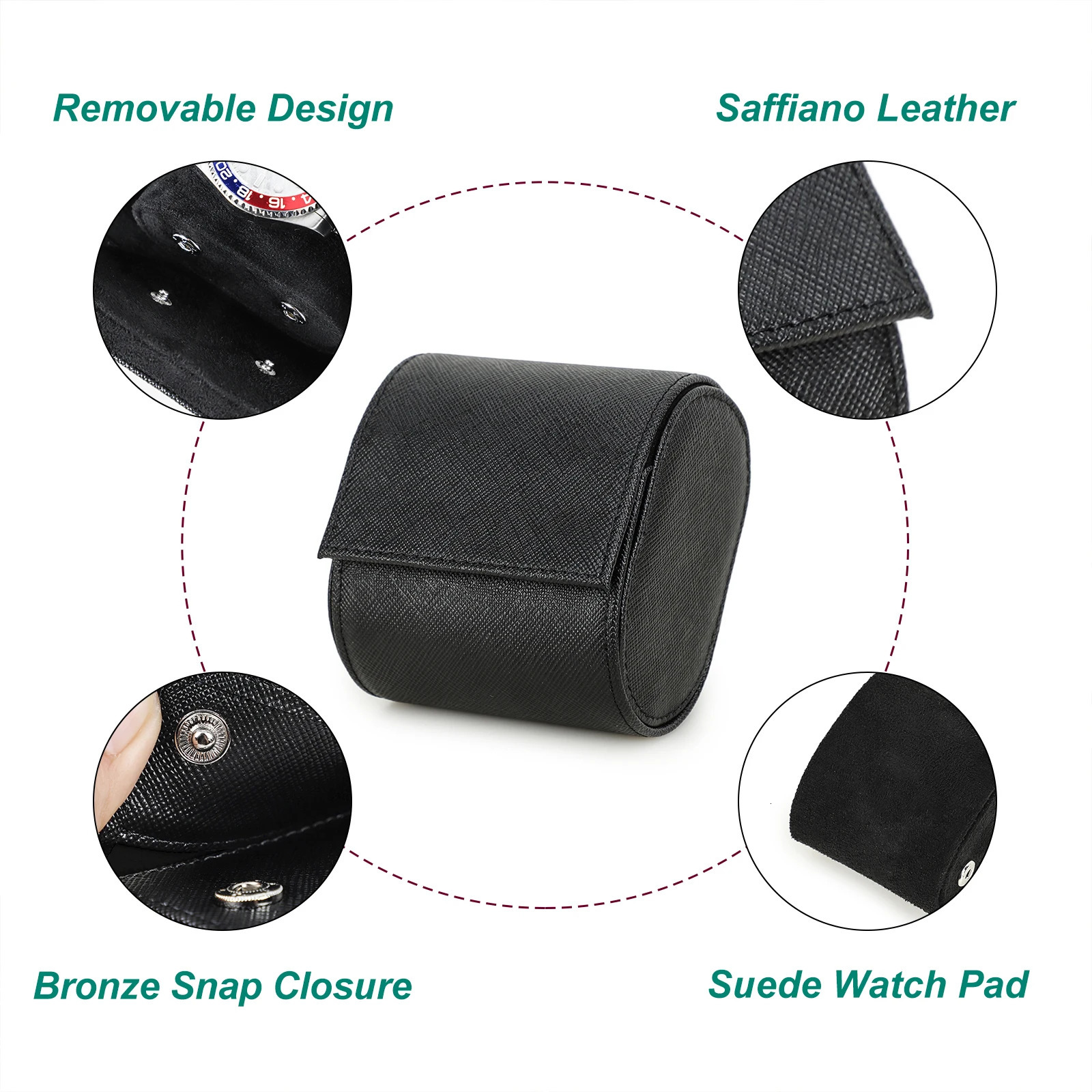 CONTACTS FAMILY Genuine Leather Single Watch Roll Travel Case Portable Watch Storage Organizer Wristwatches Organizer Box 250819