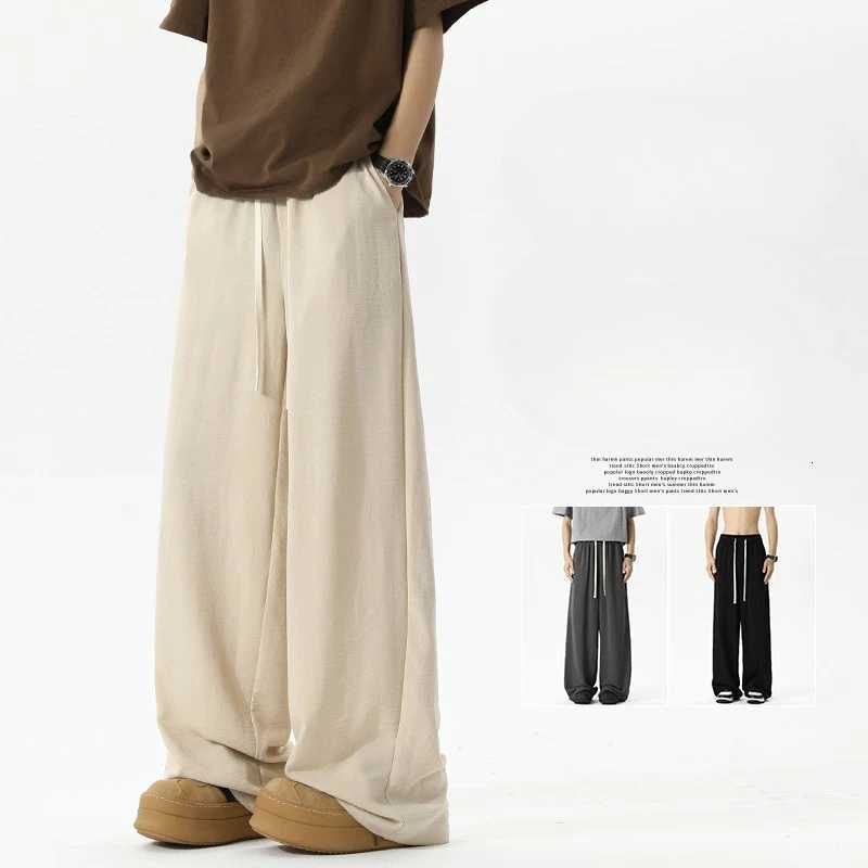 Men Solid Simple Casual Pants New Vintage Mens Cotton Ice Silk Breathable Soft Trousers Fashion Loose Straight Pants Men Pants W250819