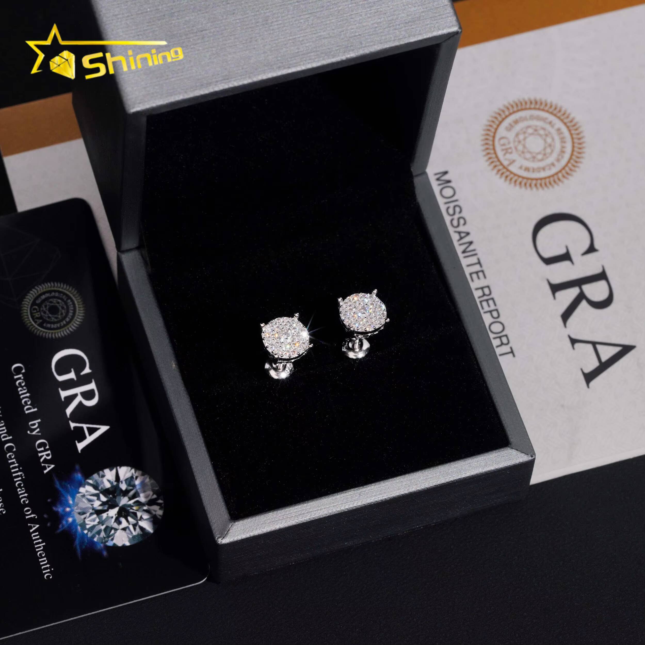 Fast Shipping Cheapest Price Round Earrings 925 Silver Gold Plated GRA Moissanite Stud Earrings Fashion Jewelry
