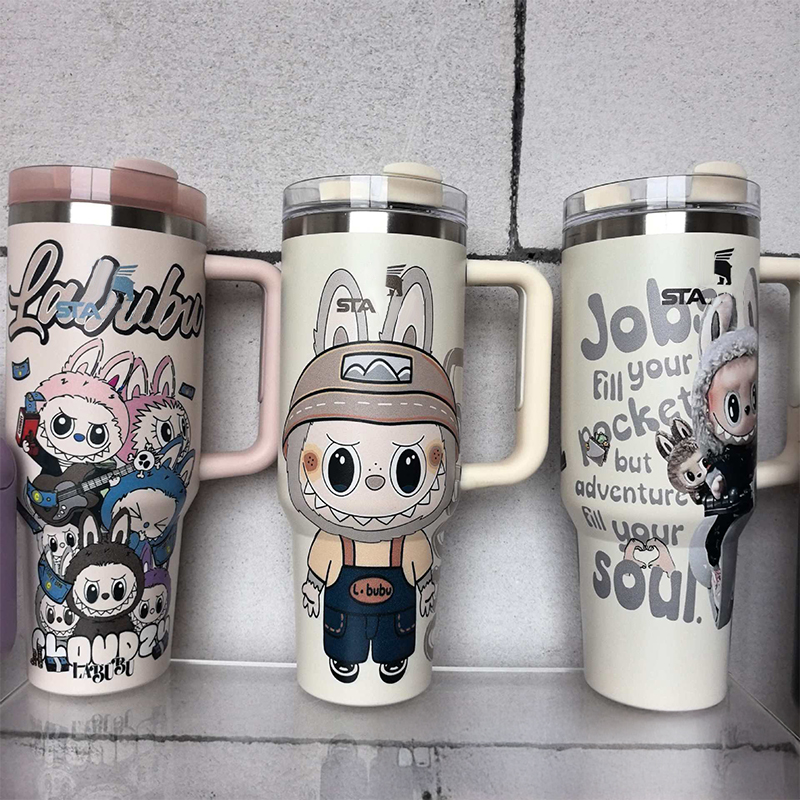 Labubu Thermos Cup Water Bottles Thermal Mug Zimomo Tnsulated Drinkware Tumblers Hip Flasks Vacuum Auto Mug Long-lasting Insulation Straw Designer Fas