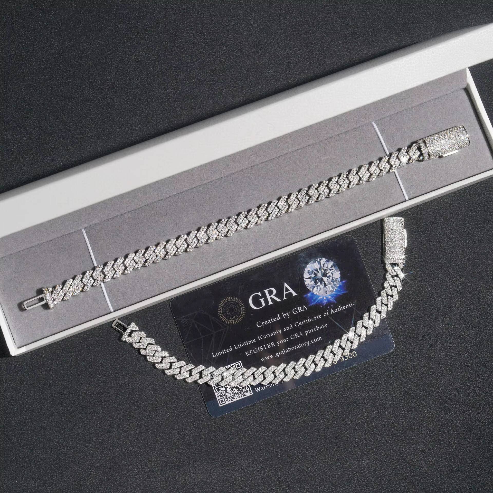 Wholesale 925 Sterling SIlver VVS Moissanite Cuban Chain GRA Certificate Loose Diamonds Hip Hop Cuban Necklace in Stock for Men