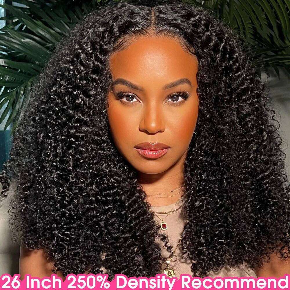 Kinky 13X6 Frontal 4C Curly 13X4 Front Human Hair Wigs Glueless 6X4 HD Lace Closure Wig