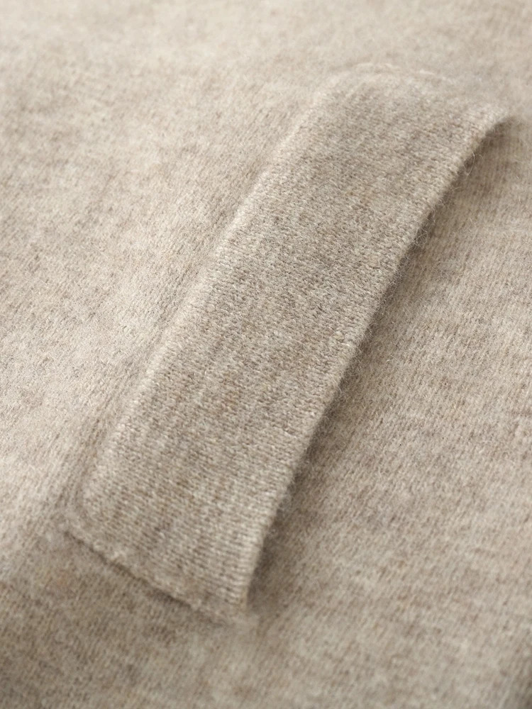 Mens Thick Sweater 100% Merino Wool Knitwear Cardigan Cashmere Buttons Coat Autumn Winter Mock Neck Pockets Casual Clothing Top 250819