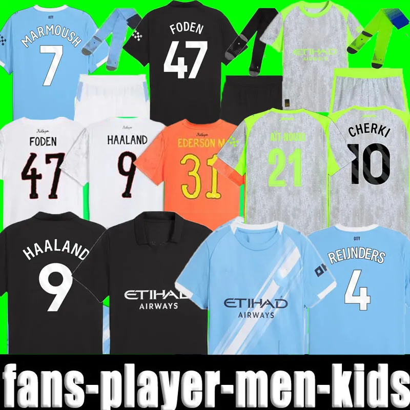 mans city 25 26 kit HAALAND FODEN DE BRUYNE Soccer Jerseys RODRIGO Reijnders Bernardo Gvardiol Doku fans player version 2025 2026 Football Shirt Mens kids kit uniform
