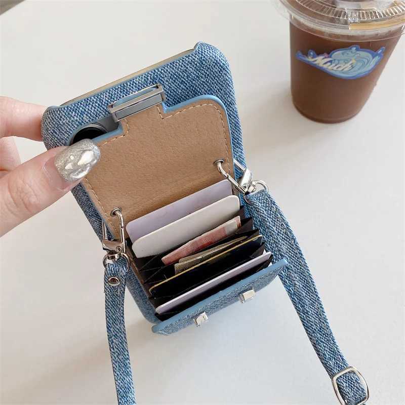 Leather Card Pocket Phone Case for iPhone Womens Purse Shoulder Strap Slot Cover iPhone 16 Pro Max 11 12 13 14 15 Pro Max Z250819