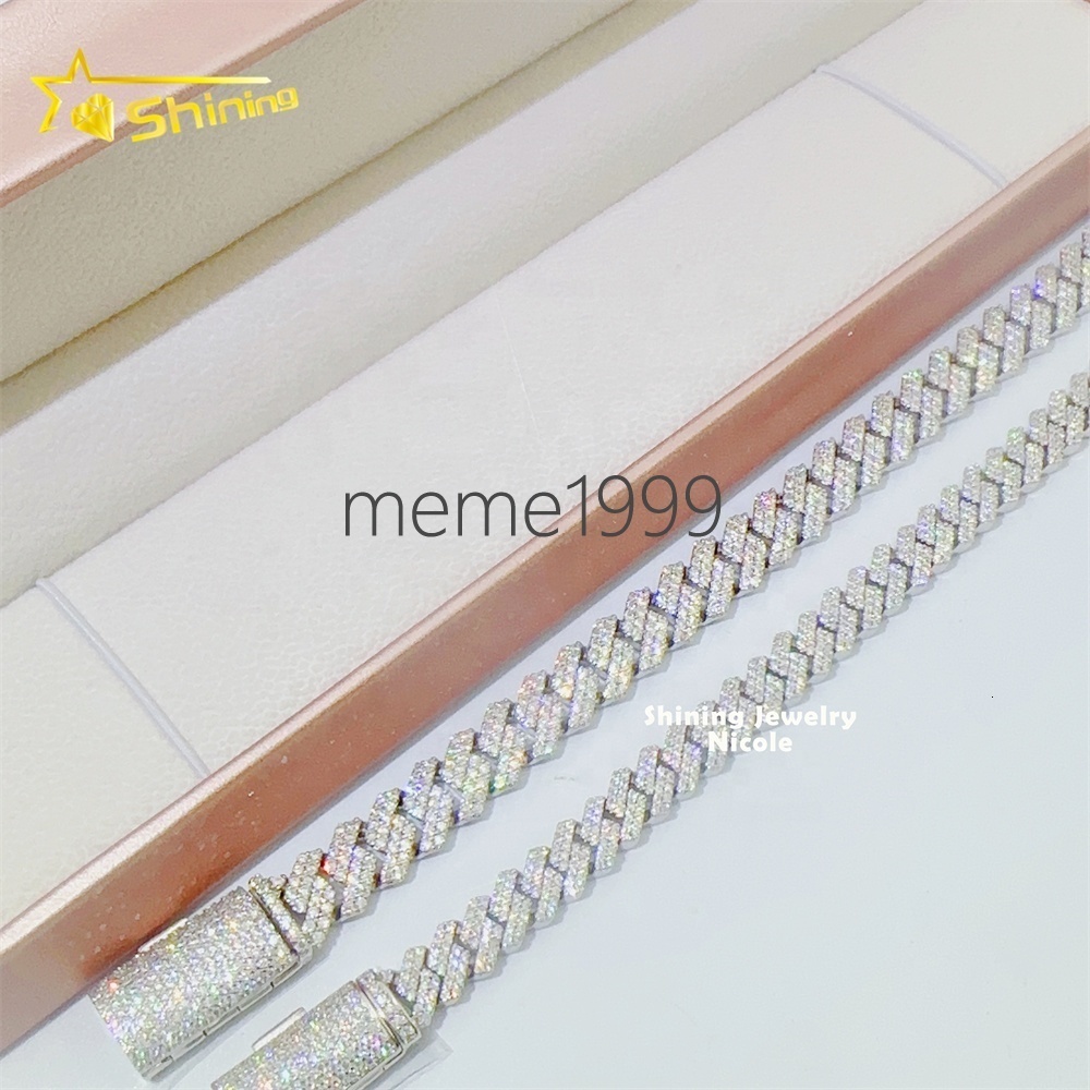 Wholesale Price Best Quality 925 Silver Custom Necklace Jewelry 8mm 10mm Iced Out Moissanite Cuban Link Chain