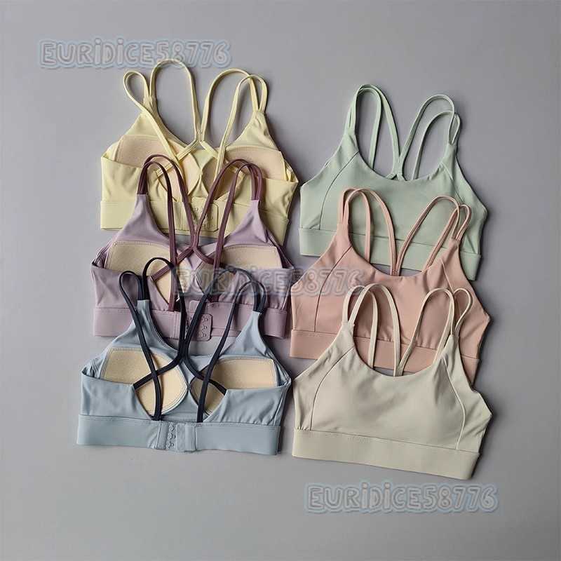 High Impact Shockproof Gathered Sports Bra with Integrated Fixed Chest Pads Thin Straps Cross Back Design and Fitness Bra H250819