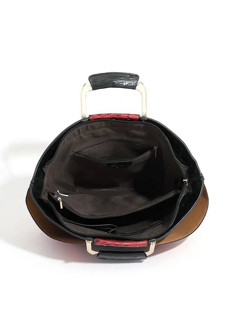 Bag Woman Capacity Leather Purse Fashion Designer Metal Top Handle Handbags Crossbody Large Tote Bags For Women