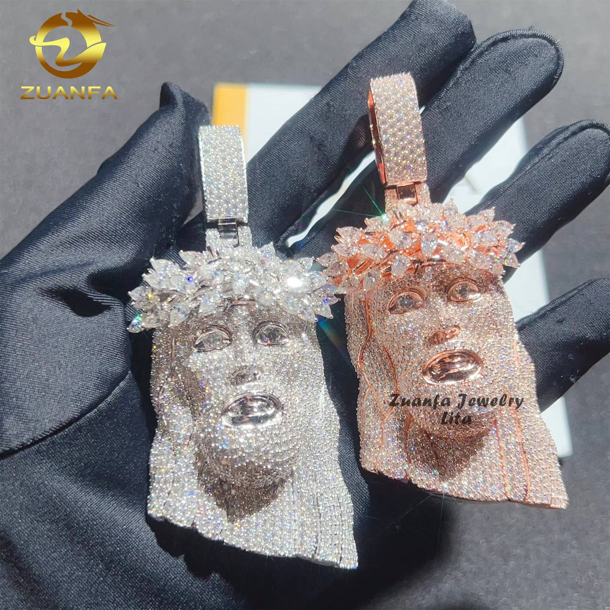 New Arrival Hip Hop Style Pear Cut Diamond Bell Unique Allah Iced Out 925 Silver Moissanite Jesus Pendant