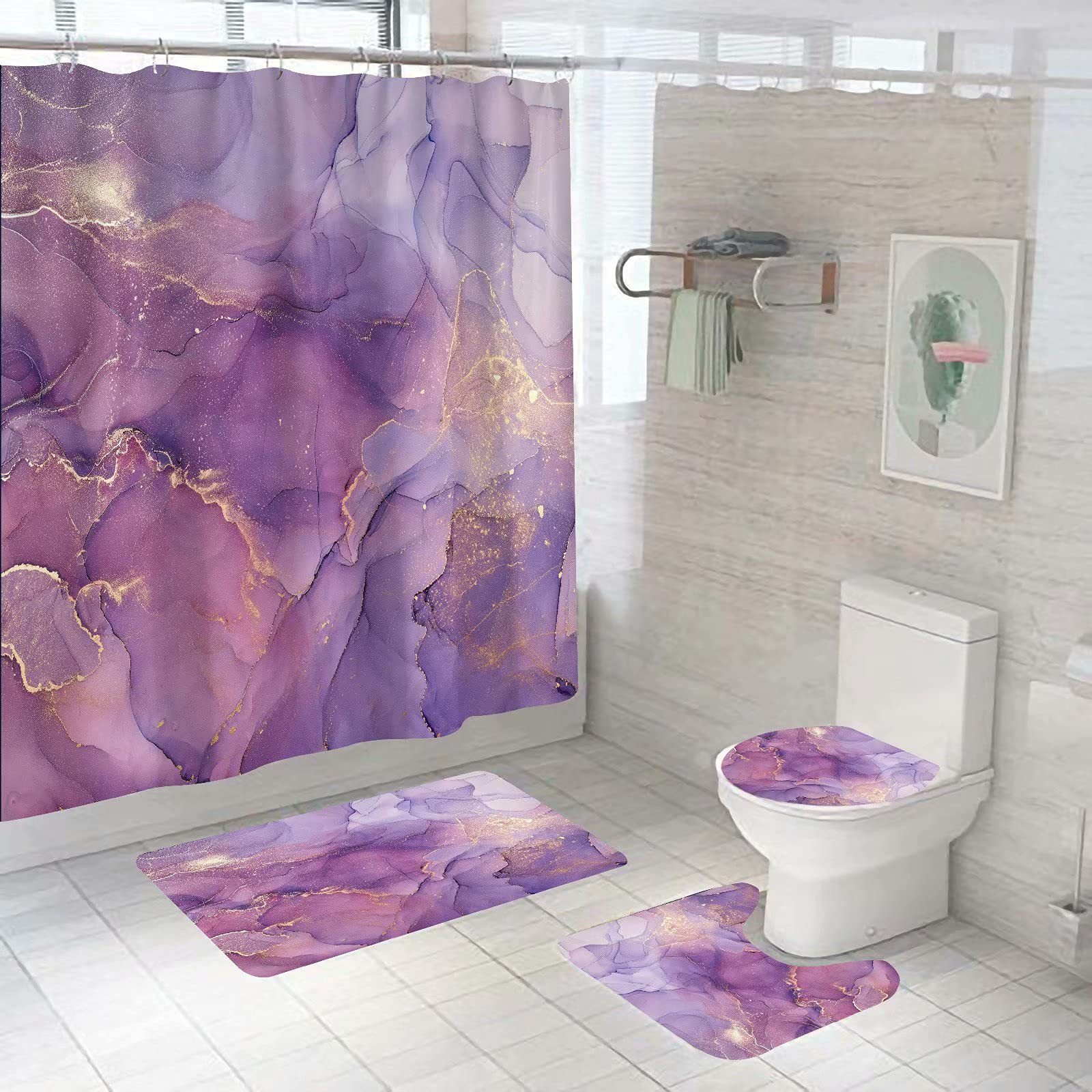YL-36965 digital printed cloth shower curtain waterproof thick bathroom partition curtain with hook cross-border supply