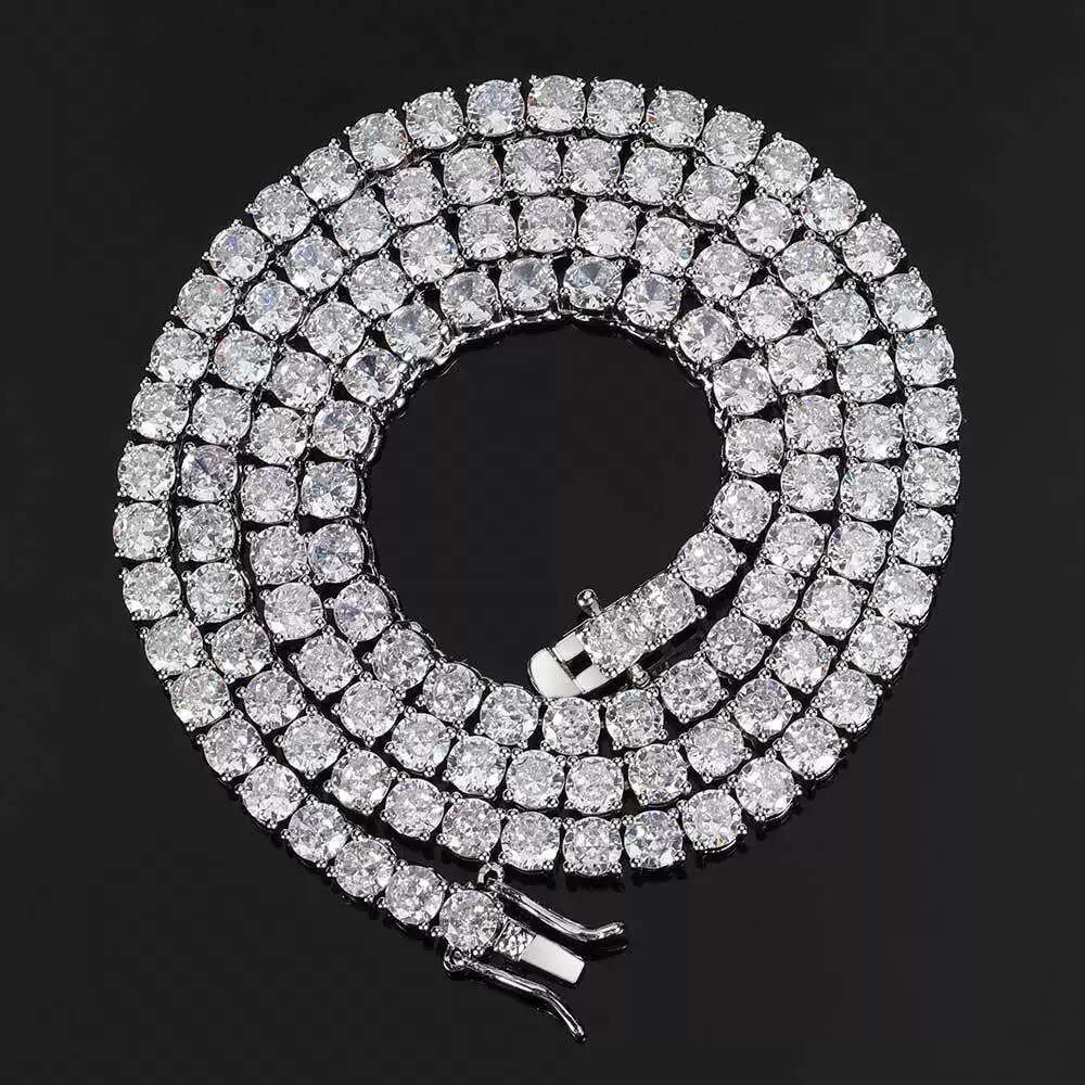 Custom tennis chain sterling sier vvs moissanite hip hop iced out jewelry fashion cross pendant 4mm 5mm Moissanite necklace free delivery