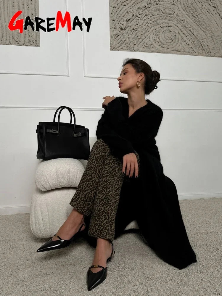 Oversize Long Cardigan for Women Autumn Sleeve Womens Sweater Vintage Solid Loose Knitted Female Fluffy 250819