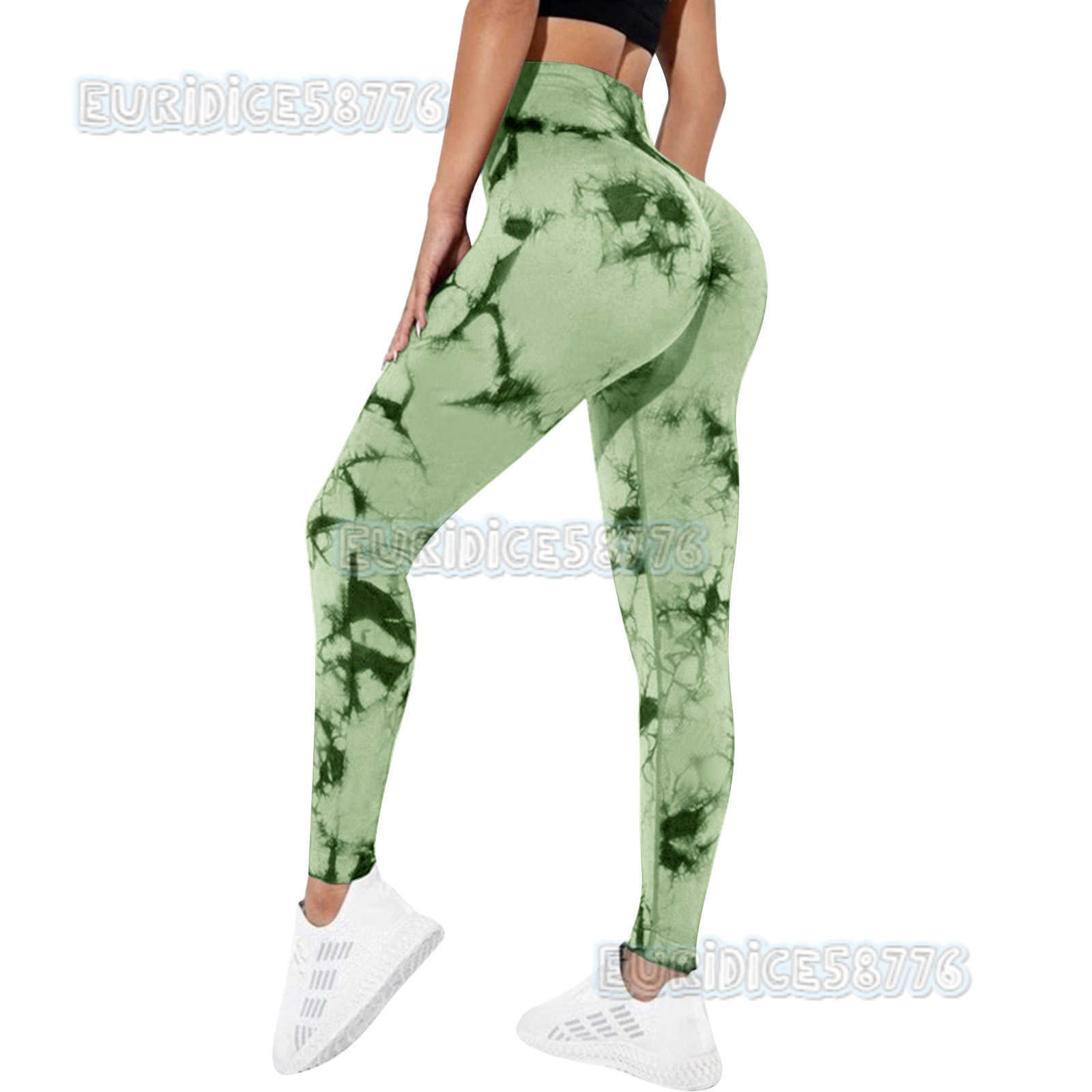 Seamless Peach Yoga Tight Pants for Women Tie-dye Printed High Waist Hip-lifting Sports Running Fitness Pants Elastic H250819