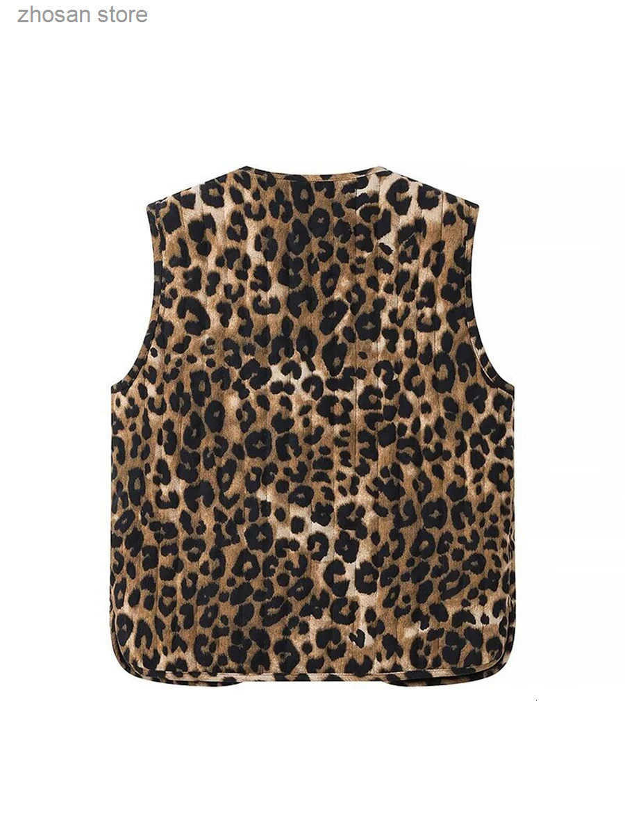 Womens Leopard Print Waistcoat Bowknot Front Slveless VNeck Vest Casual Jacket Cardigan 250207 S250819