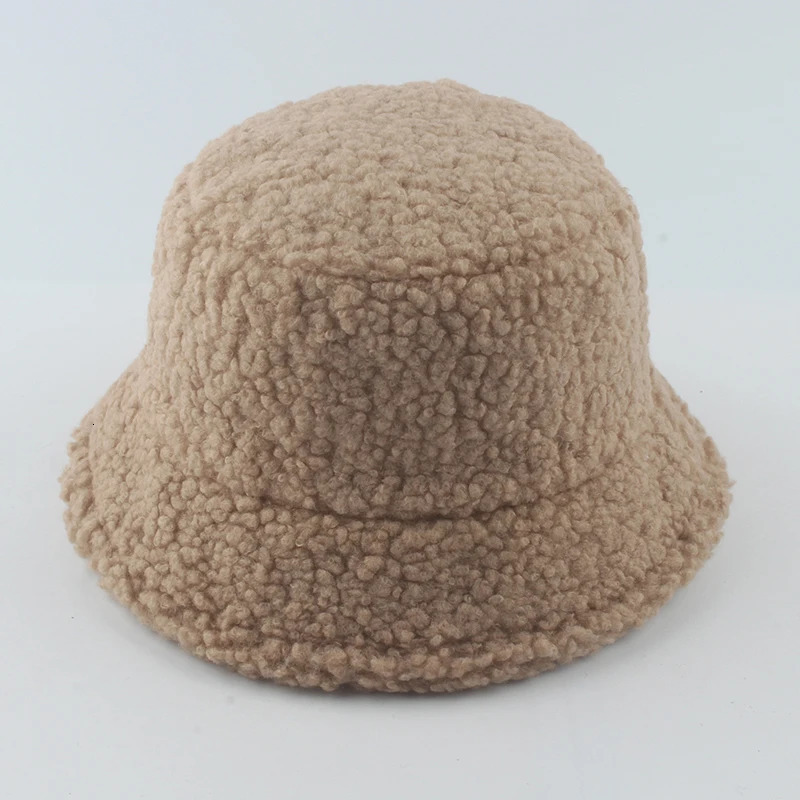 Lamb Wool Bucket Hat Winter Warm Hats For Women Lady Thicken Flat Top Cap Unisex Men Panama Outdoor Fisherman Hat Caps 250819
