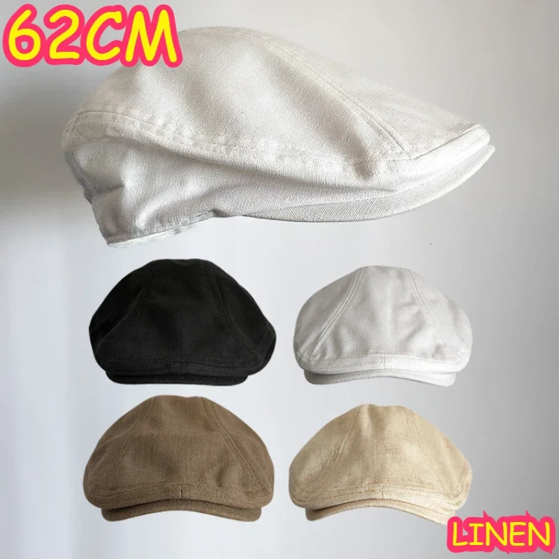 Summer Linen Breathable Big Size Berets sboy Caps Men Women Painter Hats Fashion Detective Hats Retro Driver Advancing Caps 250814