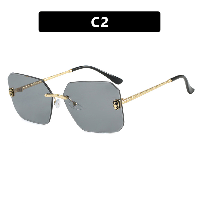 2025 Snake Accent Rimless Square Sunglasses Metal Edge Luxury Shades for Women Euro Influencer UV400 Statement Eyewear