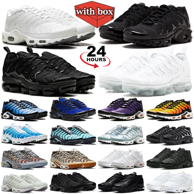 With box designer shoes for tns running shoes men trainers Triple Black White Unity Greedy Hyper Blue tns women men outdoor sports sneaker 36-46