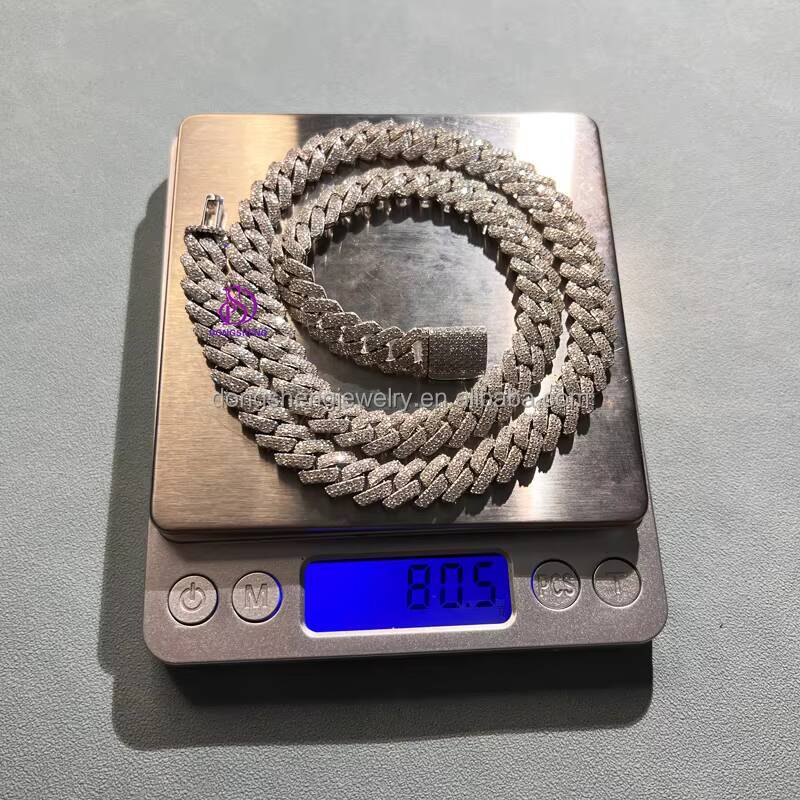 10mm Pass the Diamond test Pen Fashion Jewelry 925 Silver 18K Gld Iced Out D Vvs Moissanite Hip Hop Men Cuban Chain Bracelet