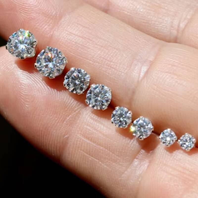 Factory Custom GRA Certified Vvs Moissanite Diamond 14k Real Solid Gold Solitaire Claw Setting Stud Earrings