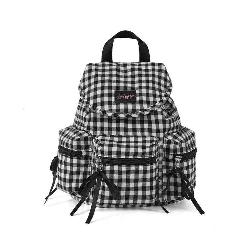 Check Women Korean Large Capacity Bowknot Backpack, Multifunctional Casual Nylon Schoolbag 2025 Spring Summer New Fashion Hundred And One