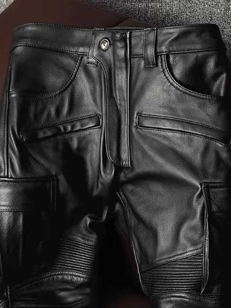 Mauroicardi Spring Cool Black Pu Leather Moto Biker Pencil Pants Men High Waist Luxury Mens Designer European Style Clothes W250819