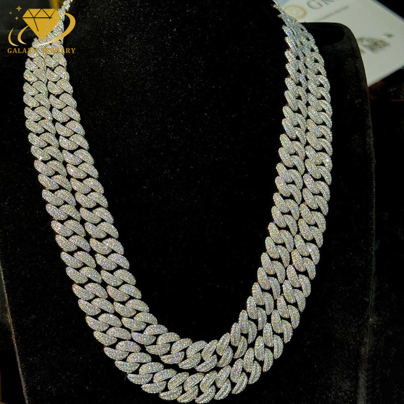 16MM Fashion Jewelry Diamond Chain 925 Silver D VVS Moissanite Chain Link Cuban With GRA Certificate For Man