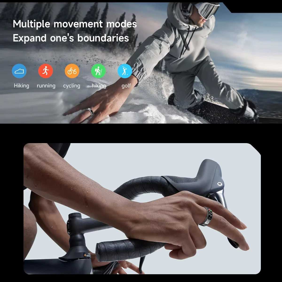 New SR08 Smart Ring LED Display Screen Heart Rate Sleeping Sports Modes Health Monitoring for Men and Women Stainless Steel Sports Ring W250819