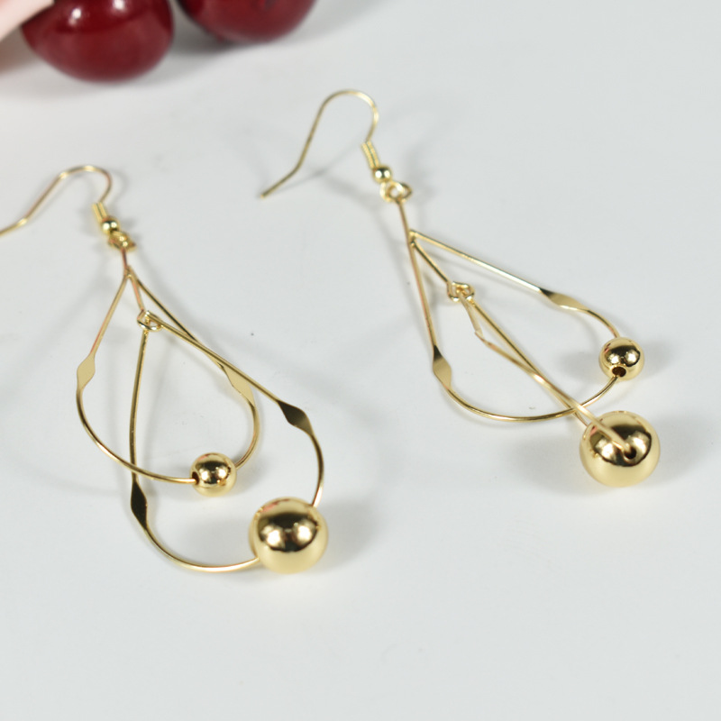 Retro Water Drop-Shaped Earrings with Cross Geometric Layered Design