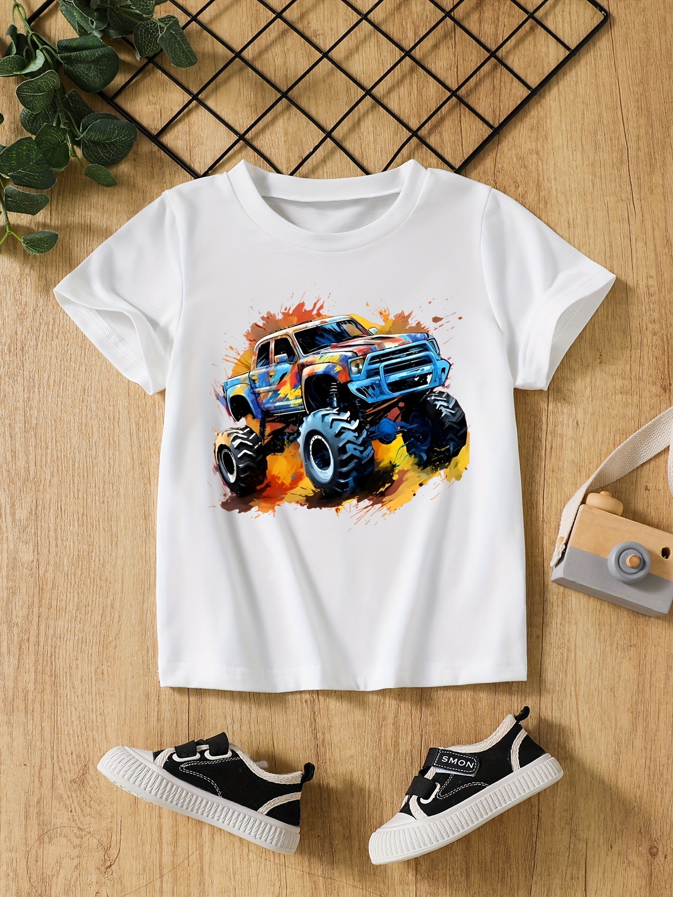 T-shirts Boys' Off-Road Vehicle Print Set - Three Short-Sleeve Breathable Quick-Dry Shirts