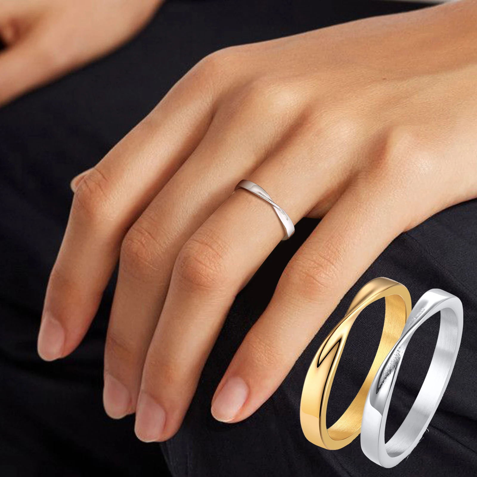 Mobius Wedding Ring for Women Stainless Steel Dainty Endless Twist Knot Infinity Promise Engagement Ring 250815