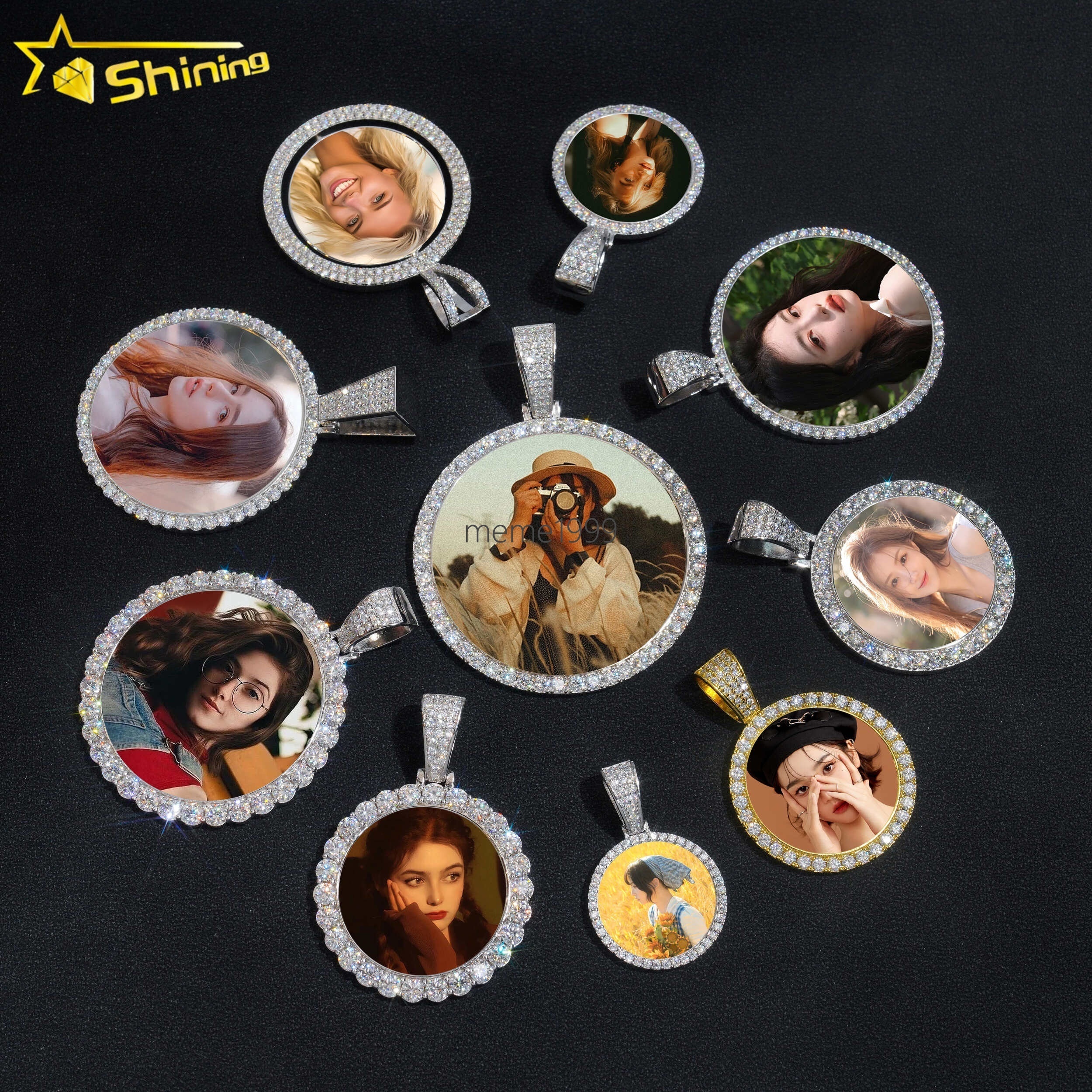 Custom Solid 925 Sterling Silver Pass Diamond Tester Iced Out Hip Hop VVS Moissanite Picture Pendants