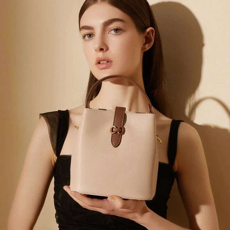 LOERSS Genuine Leather Bucket for Women s Solid Color Crossbody Bag Large Capacity Handbags New Design bag