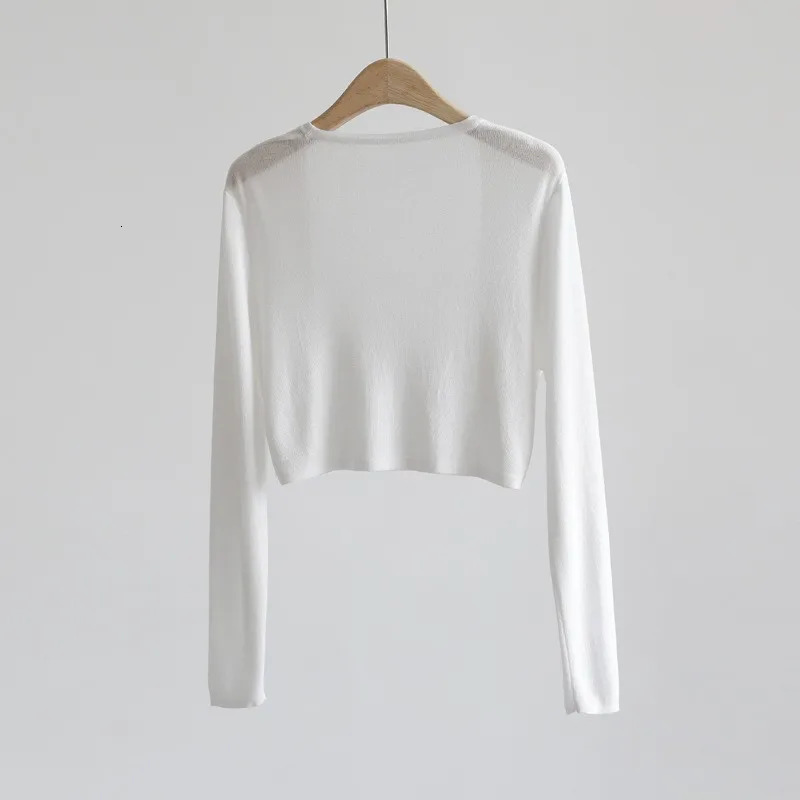 Sun Protection Knit Cardigan Womens Thin Coat Ice Silk Outerwear Coverup Shawl Air Conditioning Shirt Summer y250909