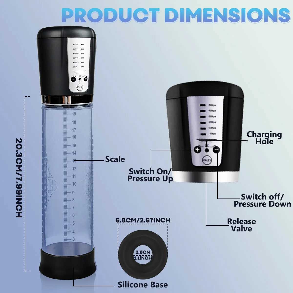 Electric Vacuum Penis Pump for Men Rechargeable Penis Enlargement Extender Pump Masturbator for Men Adult Goods Sex Toy for 18+ XJ250819