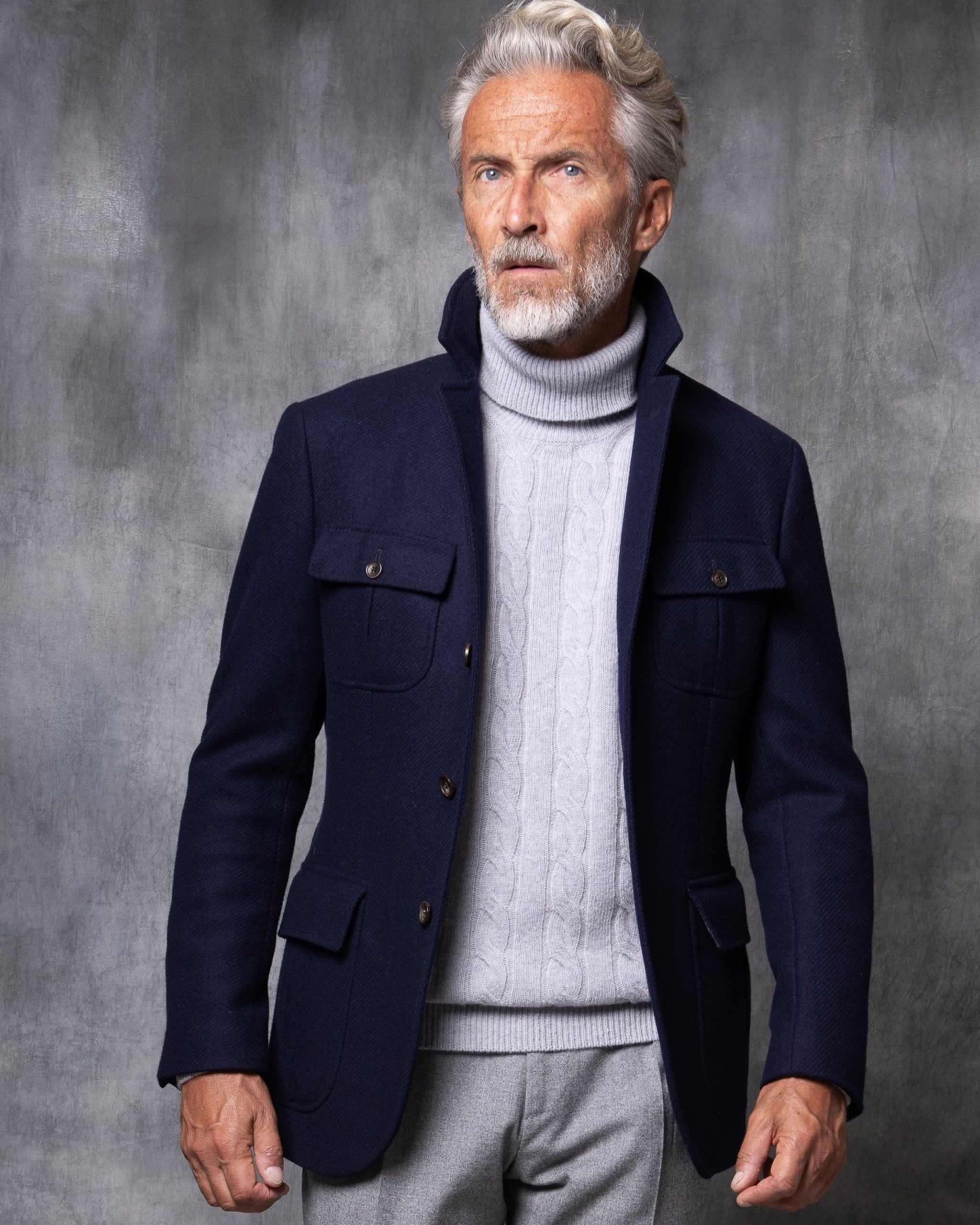 Vintage Men Suit Single Breasted Wool Blend Short Man Tailcoat Casual Peaked Lapel Business Blazers Overcoat Customized