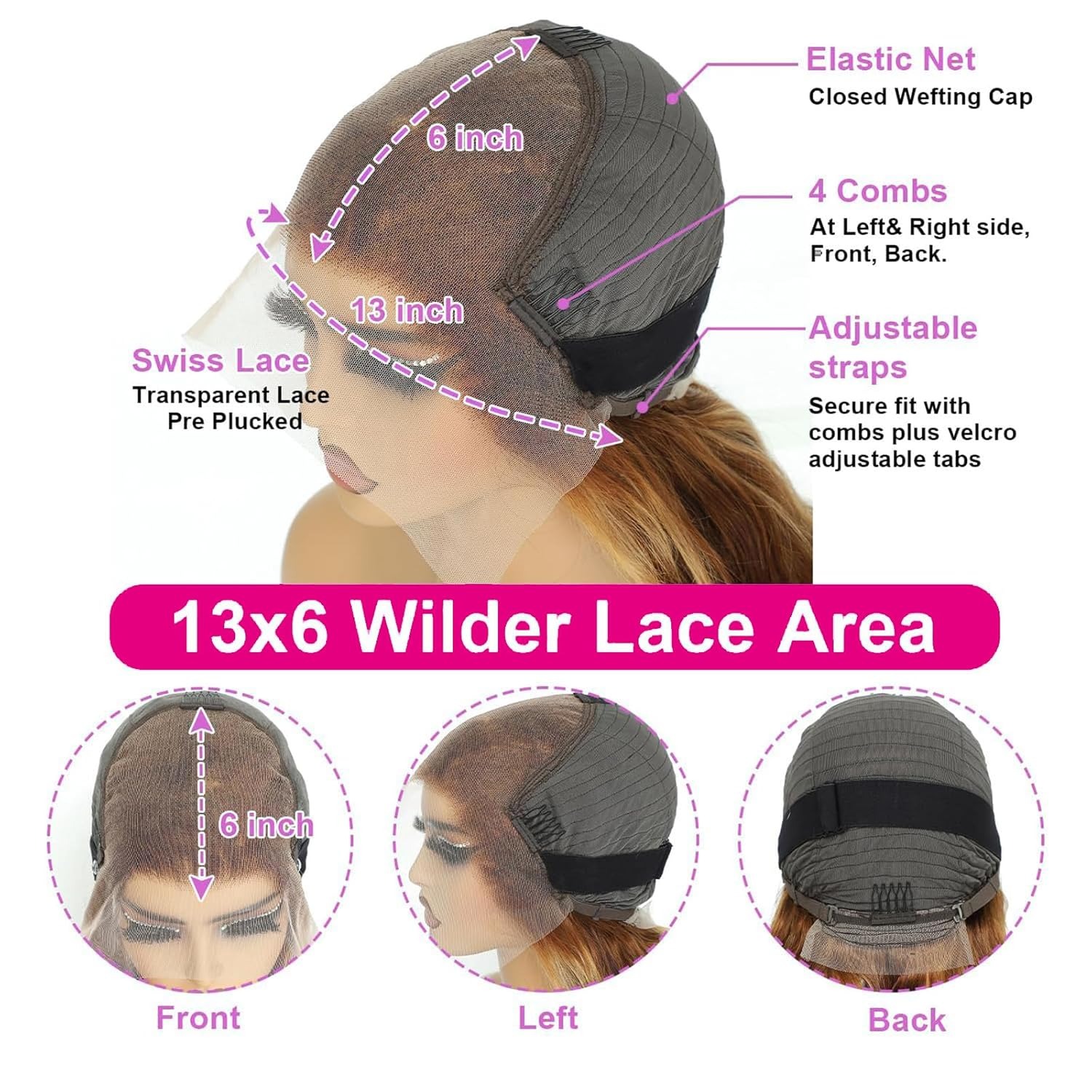 Highlight Blonde Deep Wave Lace Front Wigs 200% Density Lace Frontal Closure 5X5 Lace Front Human Hair Wigs Pre Plucked For Black Women