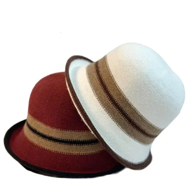 Autumn and Winter French Color Matching Elegant Temperament Bucket Hat Fashion Explosion Retro Thermal Basin Hat 250819