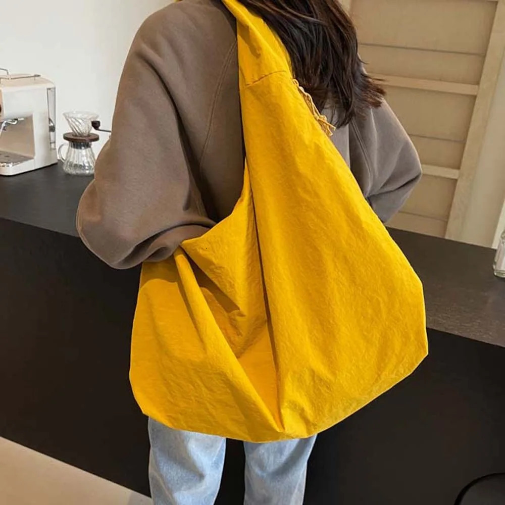 Casual Nylon Shoulder Bag Double Zipper Japanese Style Versatile Commuting Handbag Soft Solid Color 250818