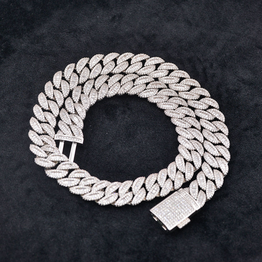 TOP HOT Hight Quality Great Service Custom Jewelry Moissanite Cuban Link Chain 925 Sterling Silver Hip Hop Rapper Favor