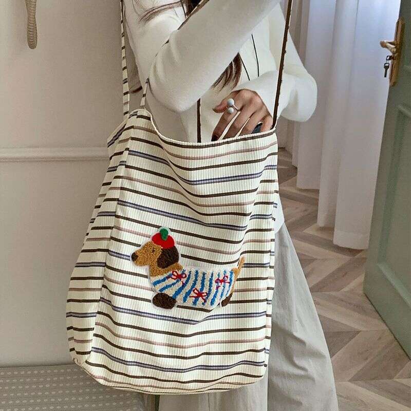 Small Dog Plaid Handbag 2025 Spring New Large Capacity Underarm Shoulder Casual Hundred Reversible Canvas Women's Bag