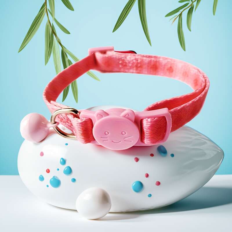 New Pet Supplies Polyester Printed Cat Collar Adjustable Bell Pendant Durable Buckle Design