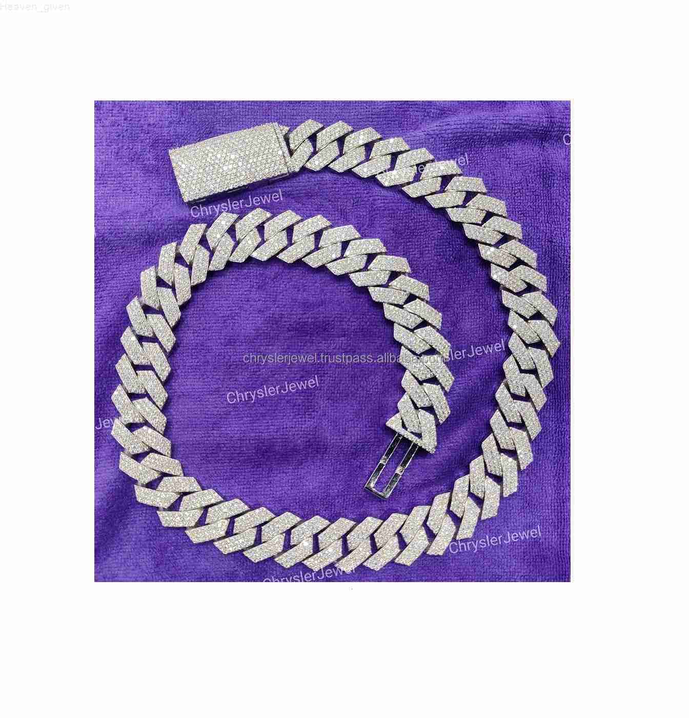 16 MM 20 Inches Premium Quality Latest Design Hip Hop Moissanite Diamond Cuban Link Chain Cuban Link Chain for Women Mens