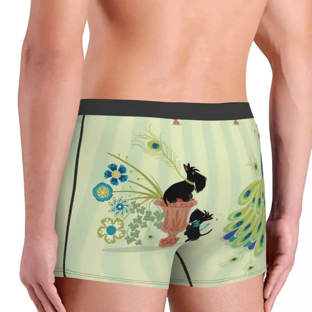 Scotties And Peacocks Boxer Shorts Men 3D Printed Male Stretch Scottish Terrier Dog Underwear Panties Briefs W250819