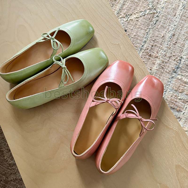 designer shoes ballet flat low heels loafers womens fashion square head mary jane green pink soft-soled non-slip ladies single shoes size 35-40