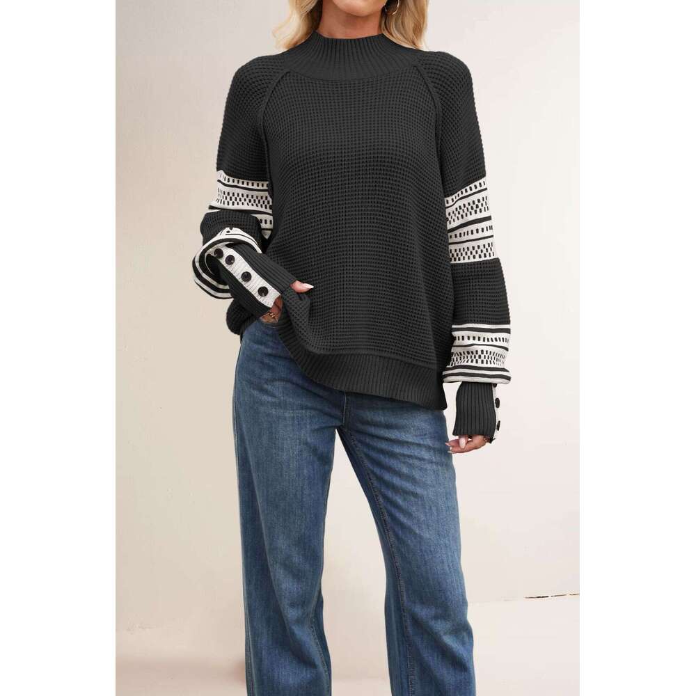 New Autumn Winter Women's Tiktok Knitted Half Turtleneck Fashion Pullover Sweater B3