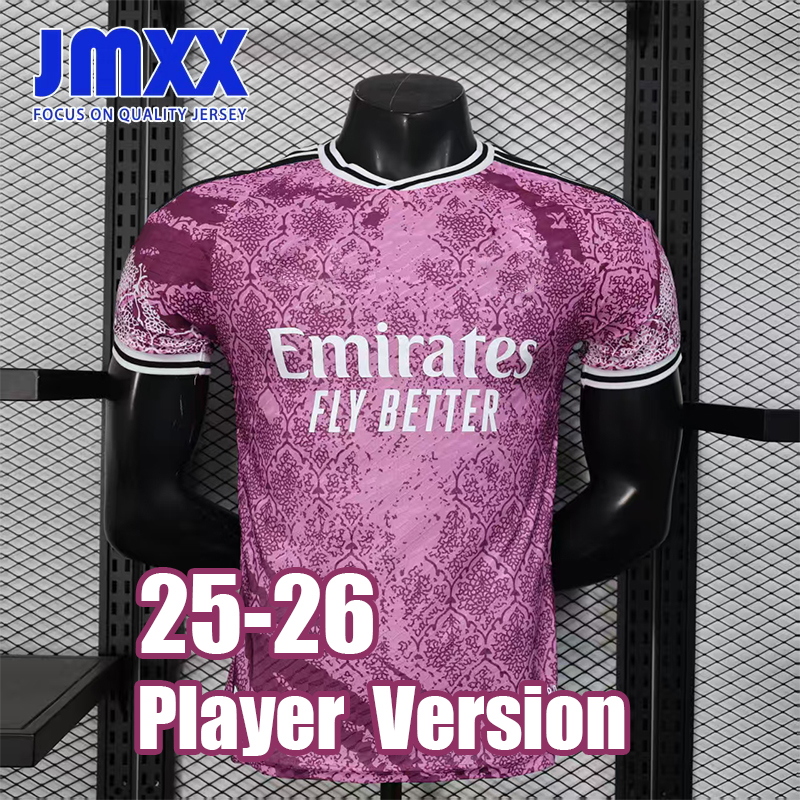 JMXX 25 26 Reales Madrides Pink Purple Soccer Jersey Home Away Pre Match Training GK Mens Jerseys Uniform Football Shirt 2025 2026 Player Version