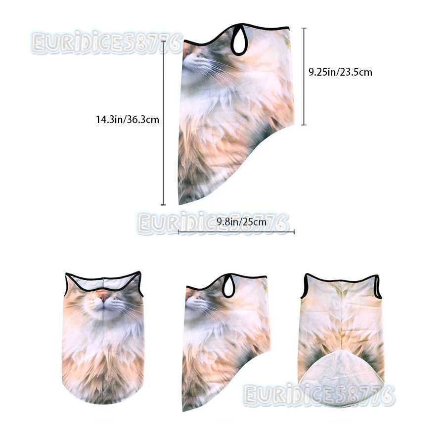 lce Silk Breathable Bandana Cycling Running Scarf Riding Hiking Sports 3D Animal Face Mask Cover Cool Scarf Neck Protection H250819